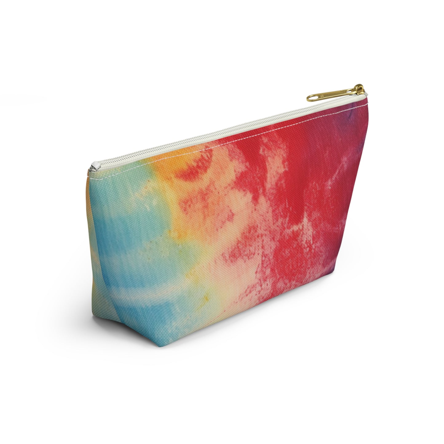 Rainbow Tie-Dye Denim: Vibrant Multi-Color, Fabric Design Spectacle - Accessory Pouch w T-bottom