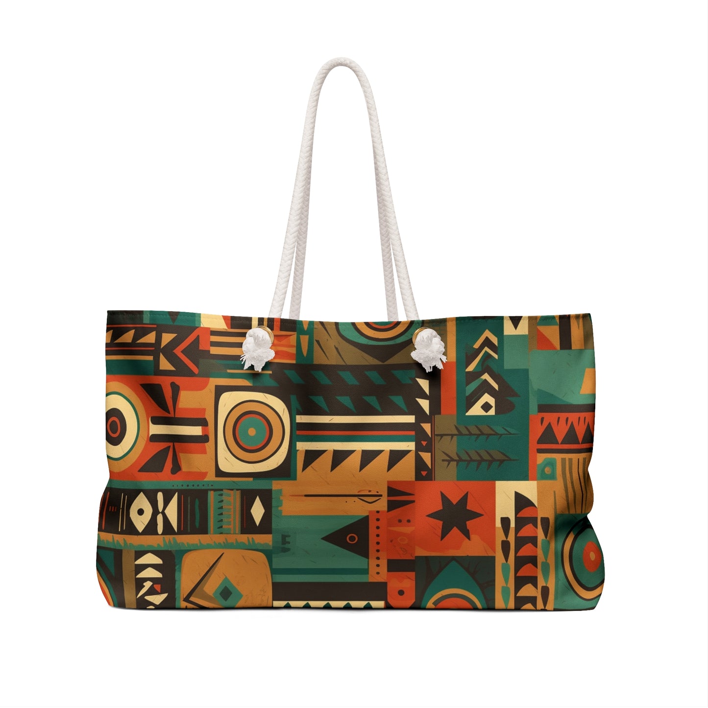 Earthy Tones Geometric Tribal-Inspired Pattern Design Weekender Bag