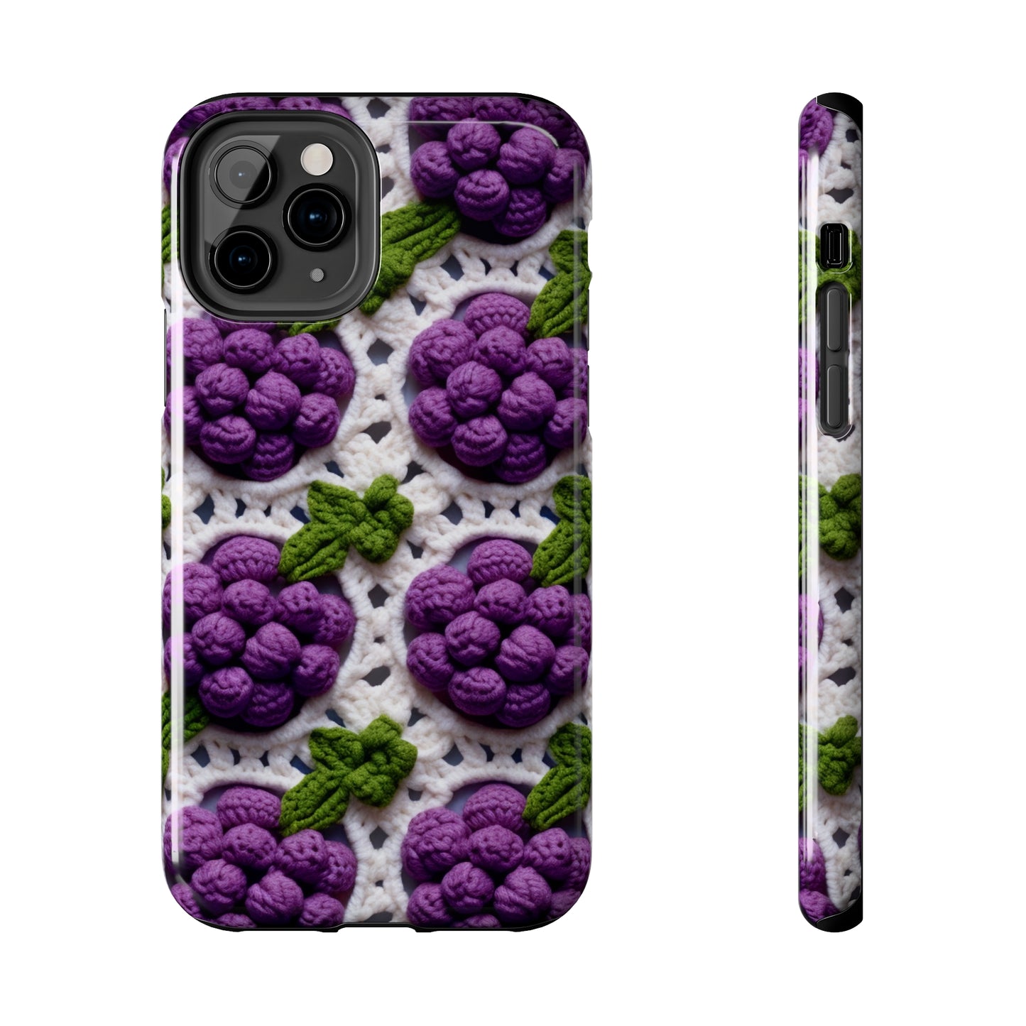 Crochet Grapes Pattern - Granny Square Design - Fresh Fruit Pick - Orchard Purple Snack Food - Tough Phone Cases