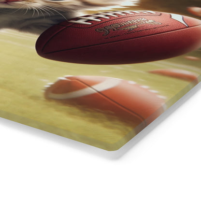 Football Kitty Fantasy: Feline Cat American Sport Quarterback - Cutting Board