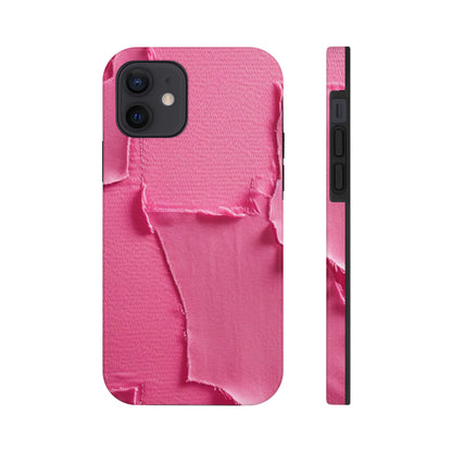 Distressed Neon Pink: Edgy, Ripped Denim-Inspired Doll Fabric - Tough Phone Cases