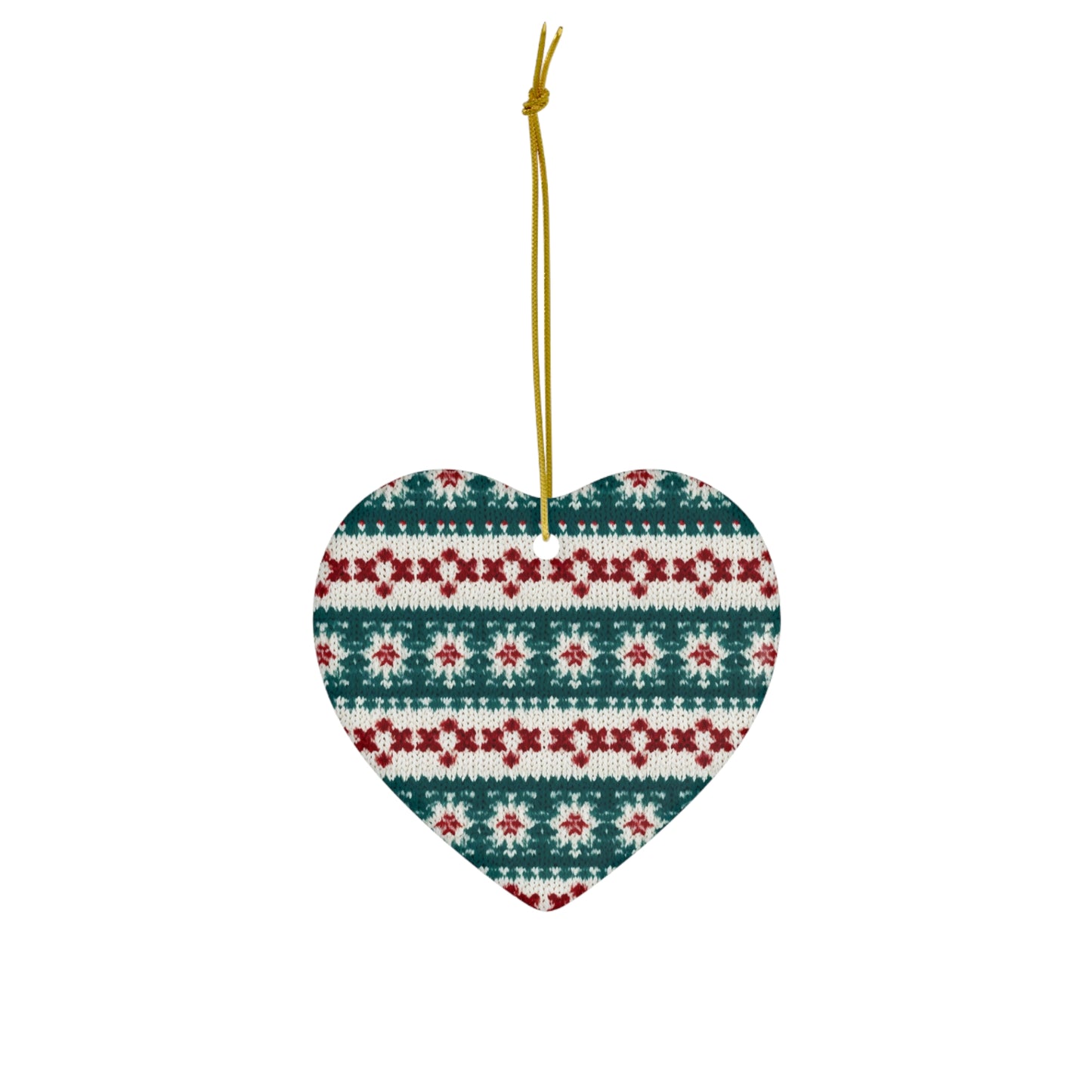 Christmas Knit Crochet Holiday, Festive Yuletide Pattern, Winter Season - Ceramic Ornament, 4 Shapes