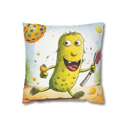 Pickleball Play: Pickle Sport Action Game, Fast Dink Ball - Spun Polyester Square Pillow Case