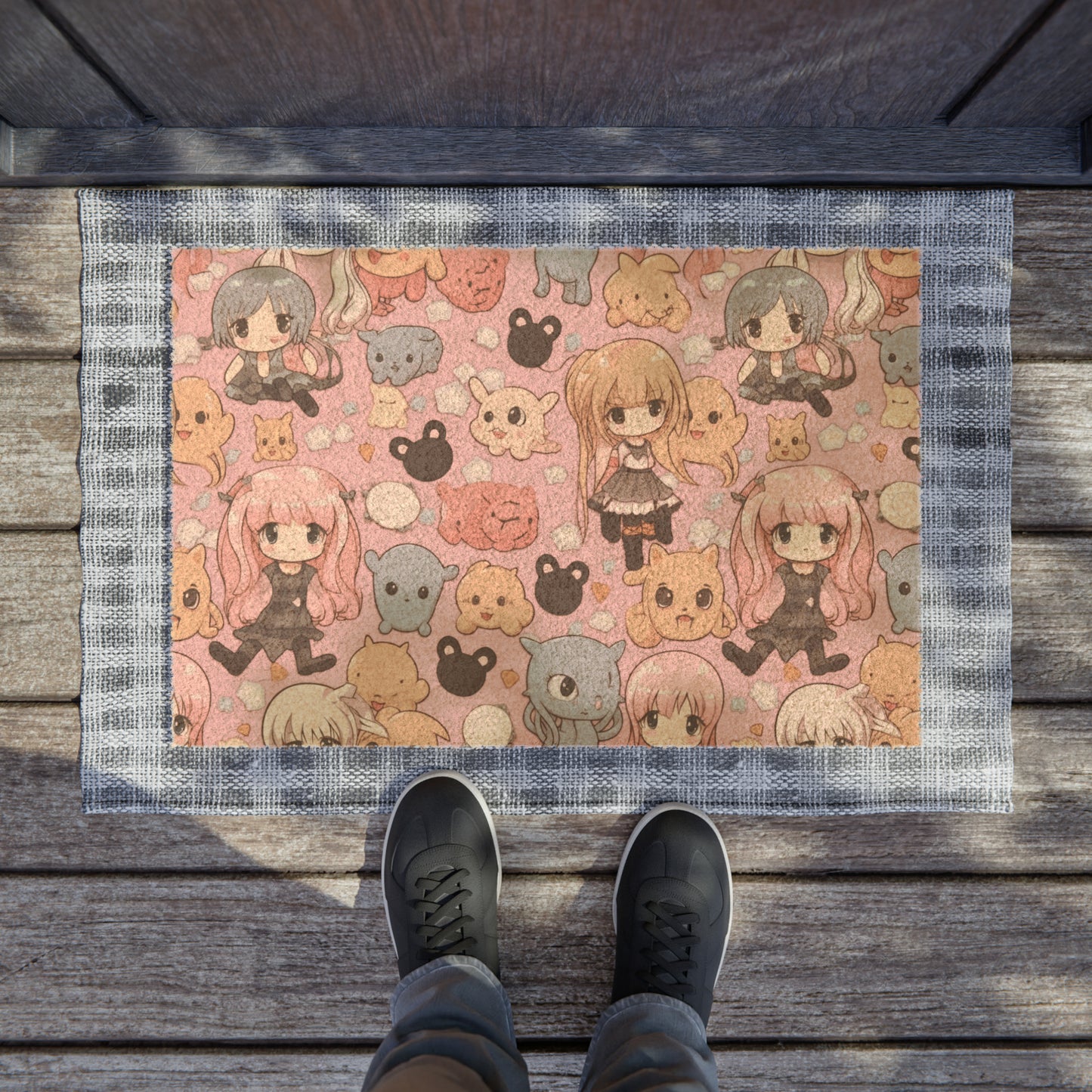 Kawaii Anime Girls: Cute and Adorable Manga Inspired Design - Door Coir Mat