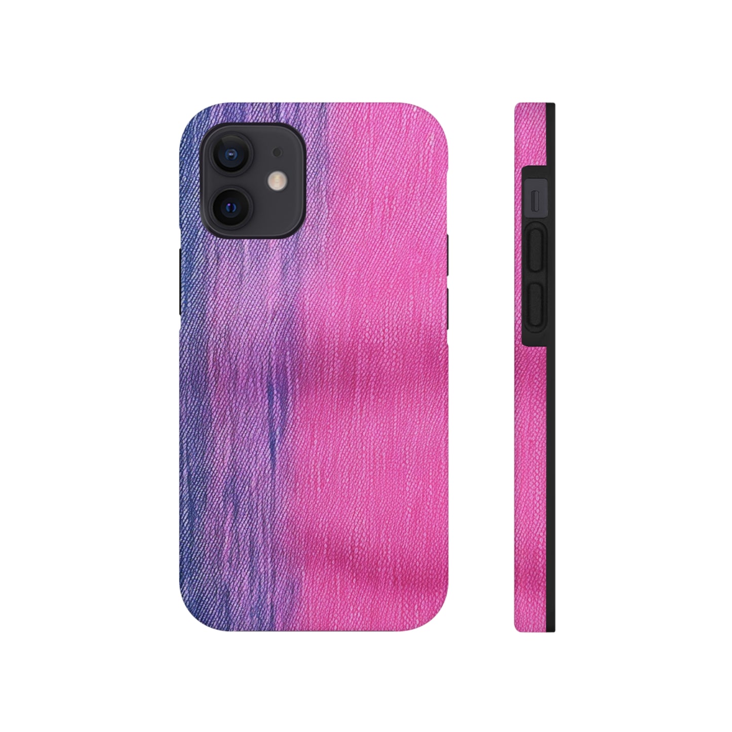 Dual Delight: Half-and-Half Pink & Blue Denim Daydream - Tough Phone Cases