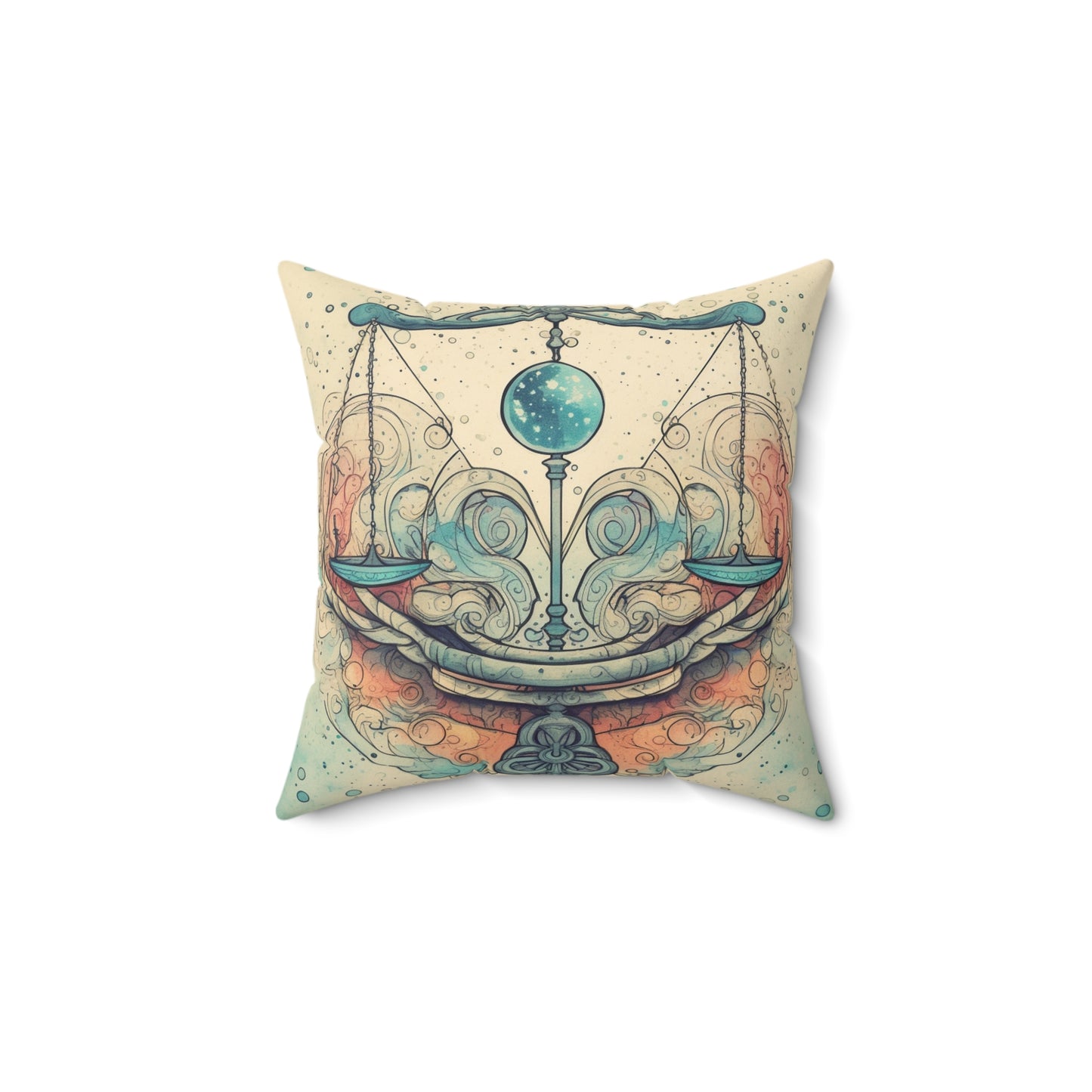 Libra Zodiac - Astrology Sign Street Art Equilibrium in Pastels - Spun Polyester Square Pillow