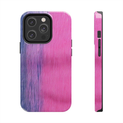 Dual Delight: Half-and-Half Pink & Blue Denim Daydream - Tough Phone Cases