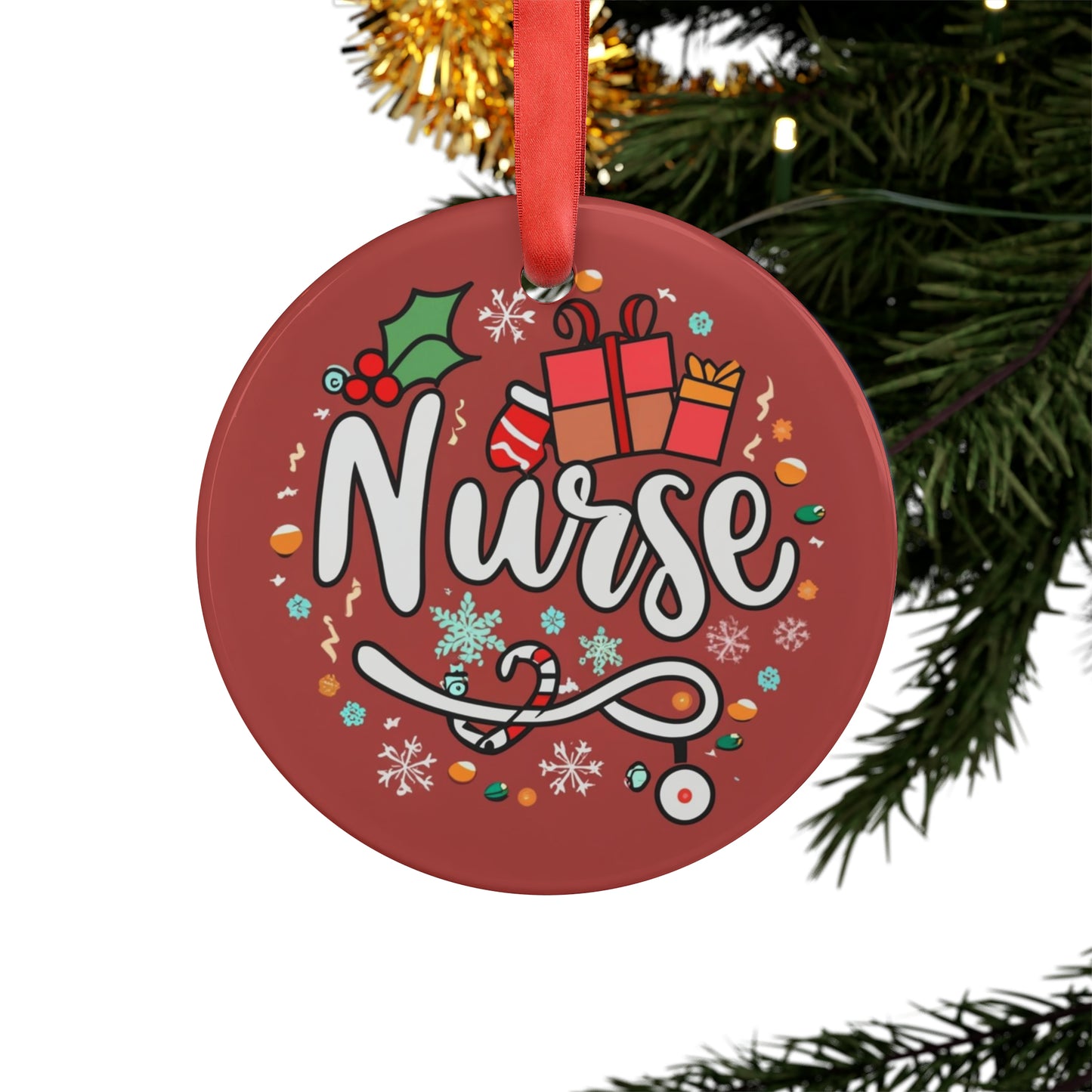 Christmas Nurse 2023 - Acrylic Ornament with Ribbon