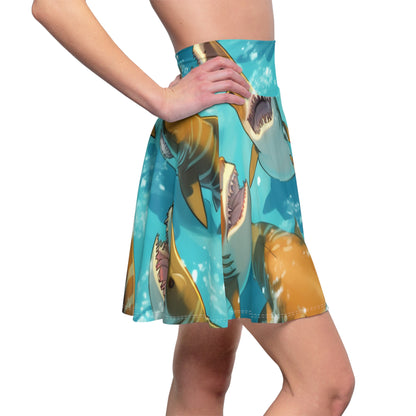 Tiger Shark: Ocean Marine Wildlife - Underwater - Women's Skater Skirt (AOP)