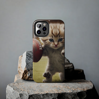 Football Kitty Fantasy: Feline Cat American Sport Quarterback - Tough Phone Cases