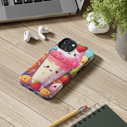 Strawberry Japan Milkshake - Kawaii Dessert Delight - Sweet Berry Anime Character - Tough Phone Cases