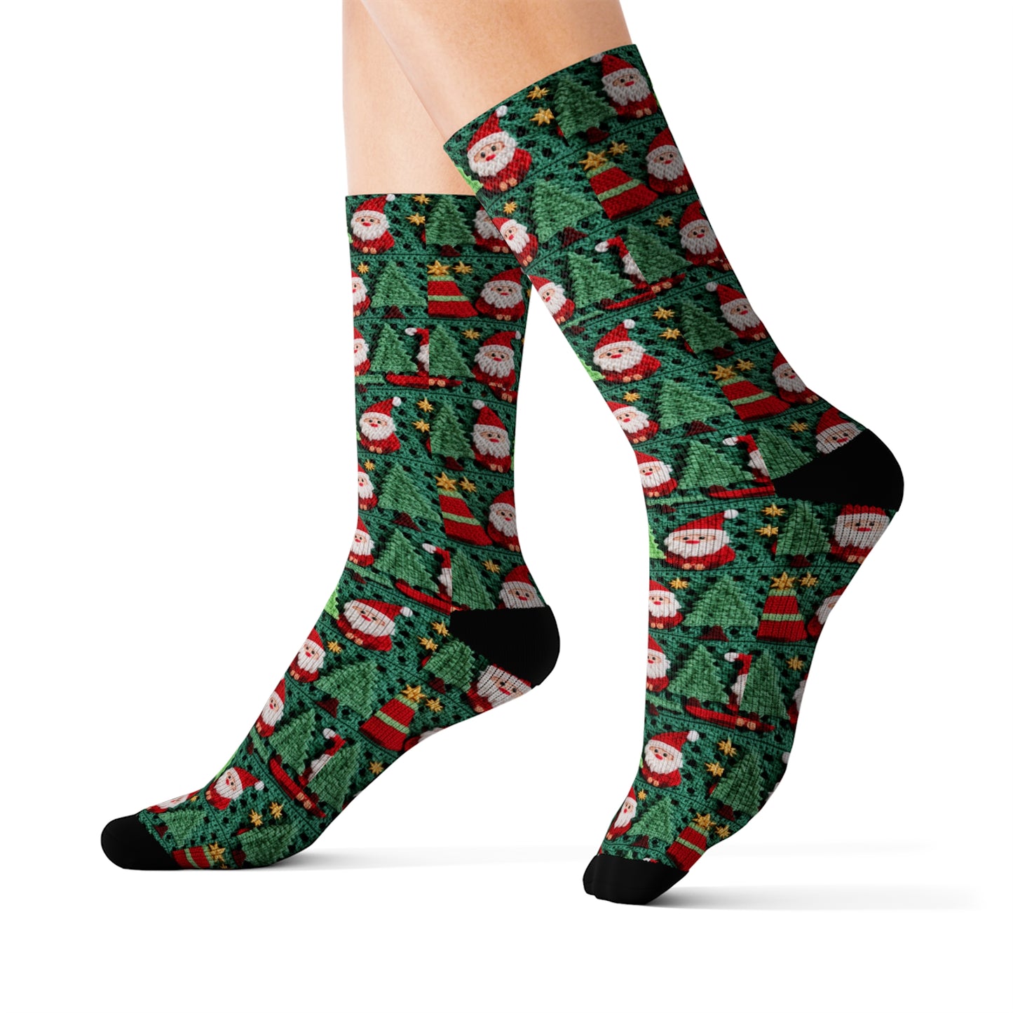 Santa Claus Crochet Pattern, Christmas Design, Festive Holiday Decor, Father Christmas Motif. Perfect for Yuletide Celebration - Sublimation Socks