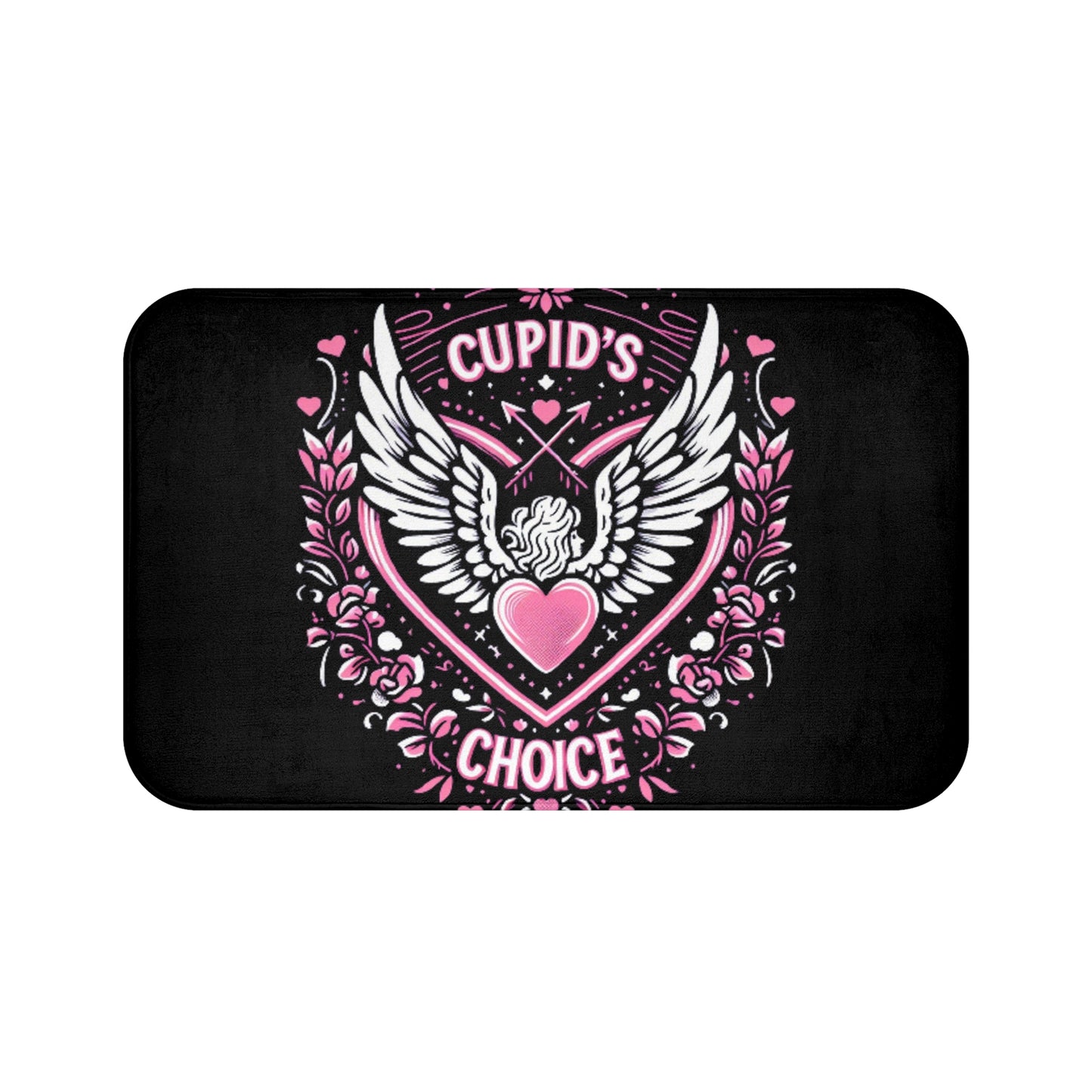 Cupids Choice Crest with Heart and Wings - Love and Romance Valentine Themed - Bath Mat