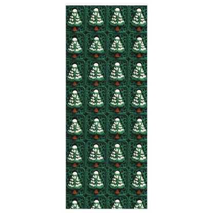 Evergreen Christmas Trees Crochet, Festive Pine Tree Holiday Craft, Yuletide Forest, Winter - Wrapping Paper