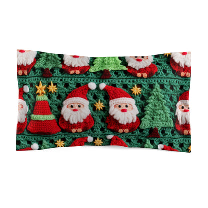 Patrón de ganchillo de Papá Noel, diseño navideño, decoración festiva, motivo de Papá Noel. Perfecto para la celebración navideña - Funda de almohada de microfibra 