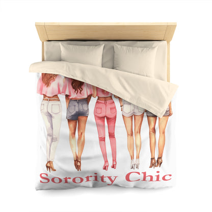 Sorority Chic Bachelorette Party Illustration - Women Toasting - Microfiber Duvet Cover