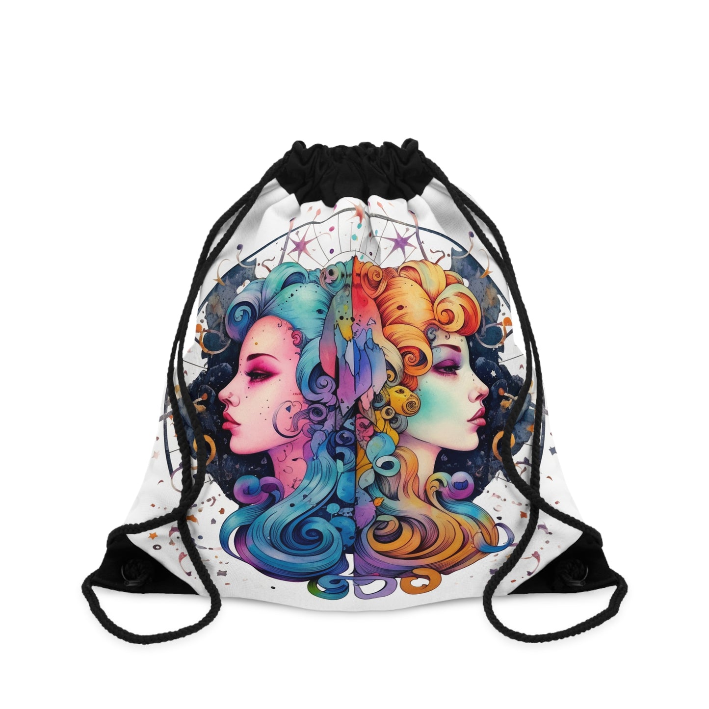 Graffiti Gemini Zodiac Sign - Astrology, Twins Symbol - Drawstring Bag