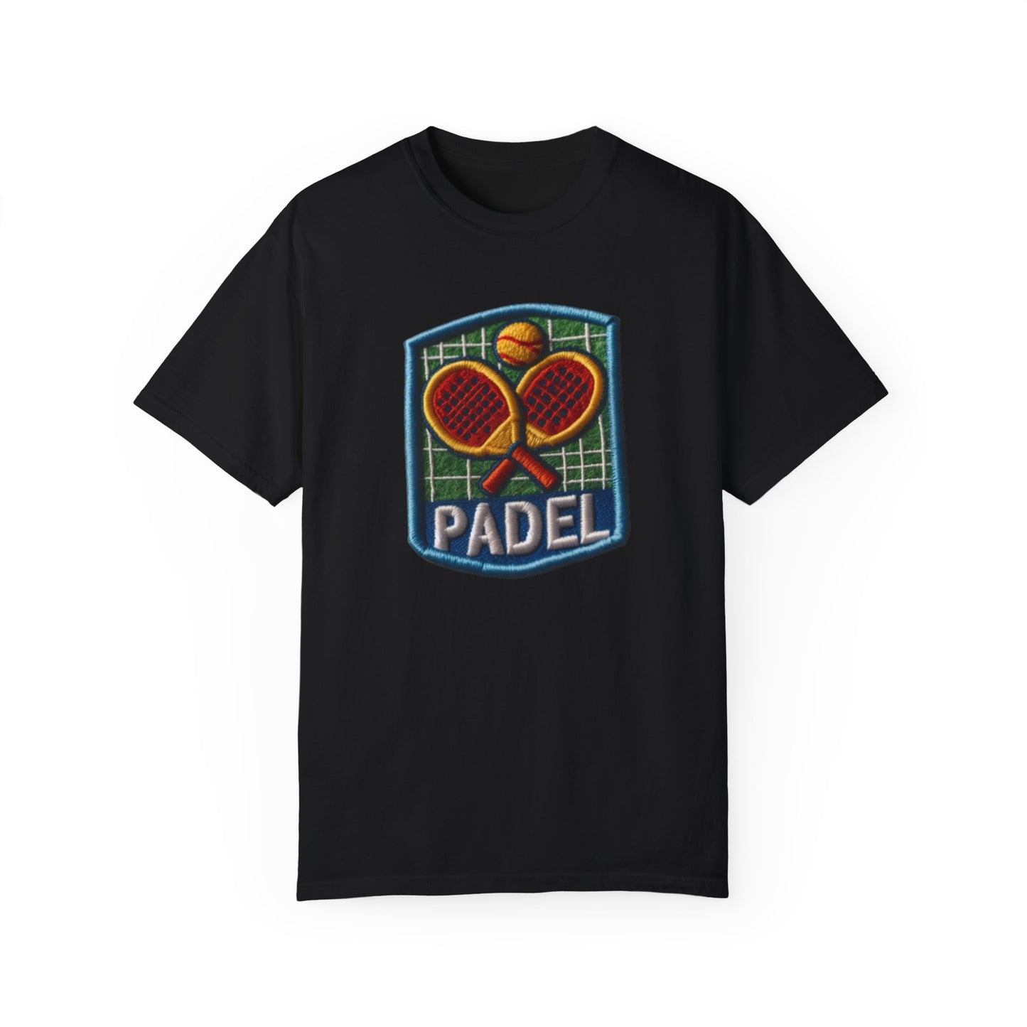 Chenille Padel Patch, Sport Faux Graphic -Unisex Garment-Dyed T-shirt