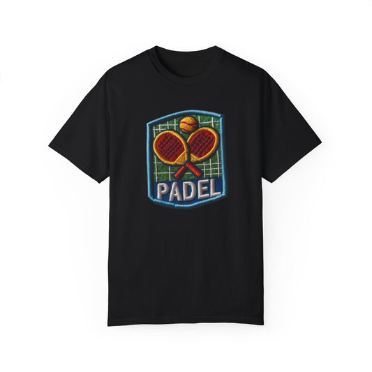 Chenille Padel Patch, Sport Faux Graphic -Unisex Garment-Dyed T-shirt