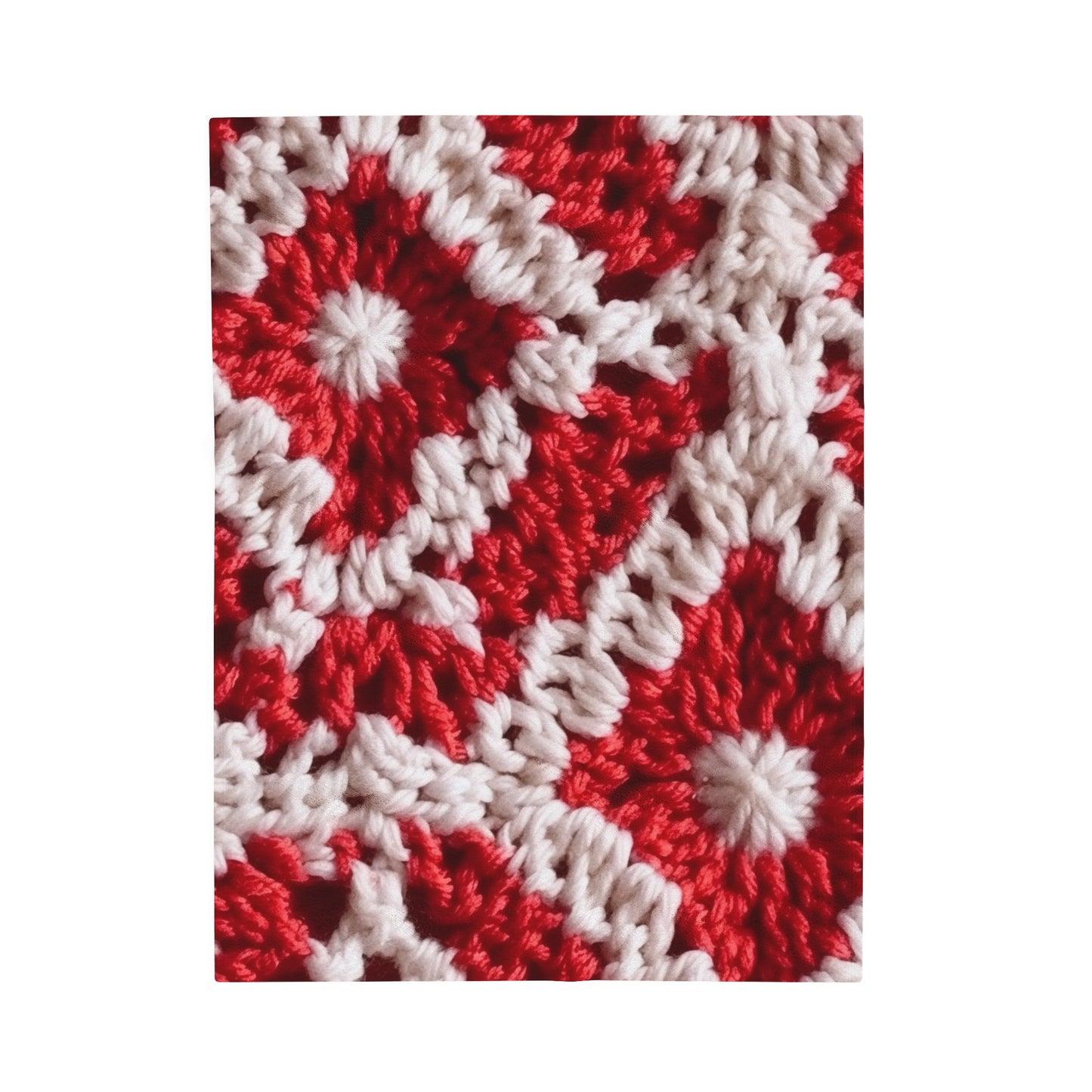 Warm Winter Red & White Crochet Knit: Cinematic Chic Texture Design - Velveteen Plush Blanket