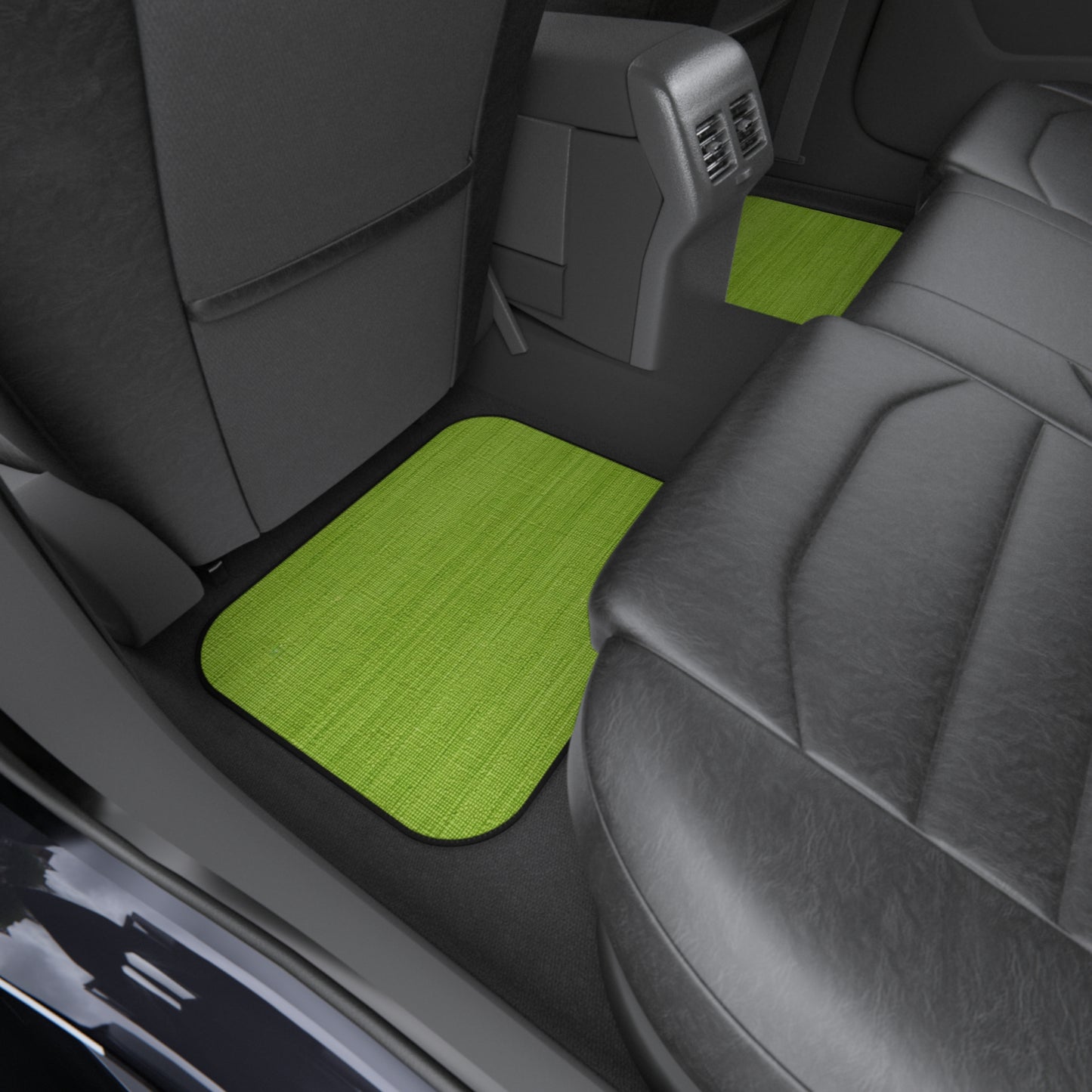 Lush Grass Neon Green: Denim-Inspired, Springtime Fabric Style - Car Mats (Set of 4)