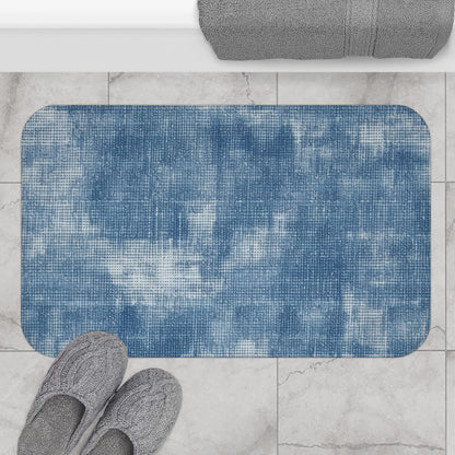 Azul descolorido descolorido: tela con estilo inspirada en la mezclilla - Alfombra de baño