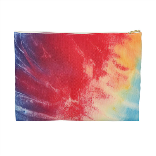 Rainbow Tie-Dye Denim: Vibrant Multi-Color, Fabric Design Spectacle - Accessory Pouch