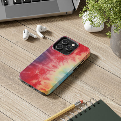 Rainbow Tie-Dye Denim: Vibrant Multi-Color, Fabric Design Spectacle - Tough Phone Cases