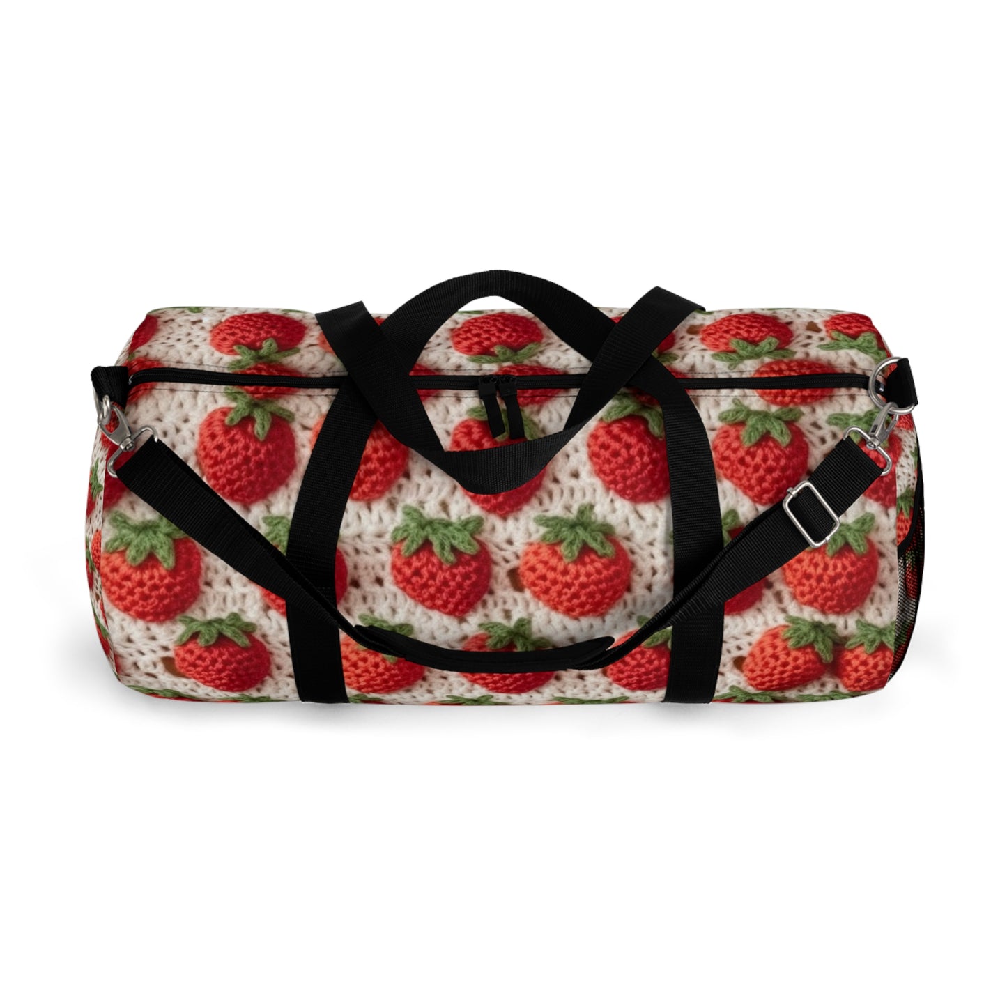 Strawberry Traditional Japanese, Crochet Craft, Fruit Design, Red Berry Pattern - Duffel Bag