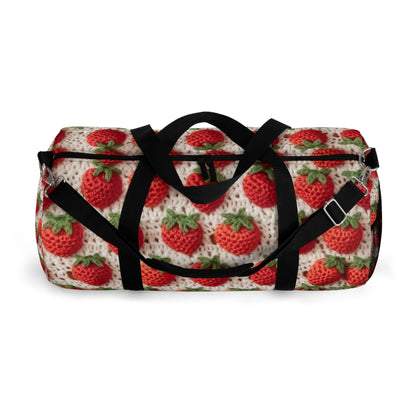 Strawberry Traditional Japanese, Crochet Craft, Fruit Design, Red Berry Pattern - Duffel Bag