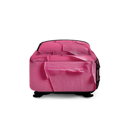 Distressed Neon Pink: Edgy, Ripped Denim-Inspired Doll Fabric - Backpack