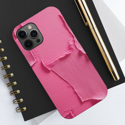 Distressed Neon Pink: Edgy, Ripped Denim-Inspired Doll Fabric - Tough Phone Cases