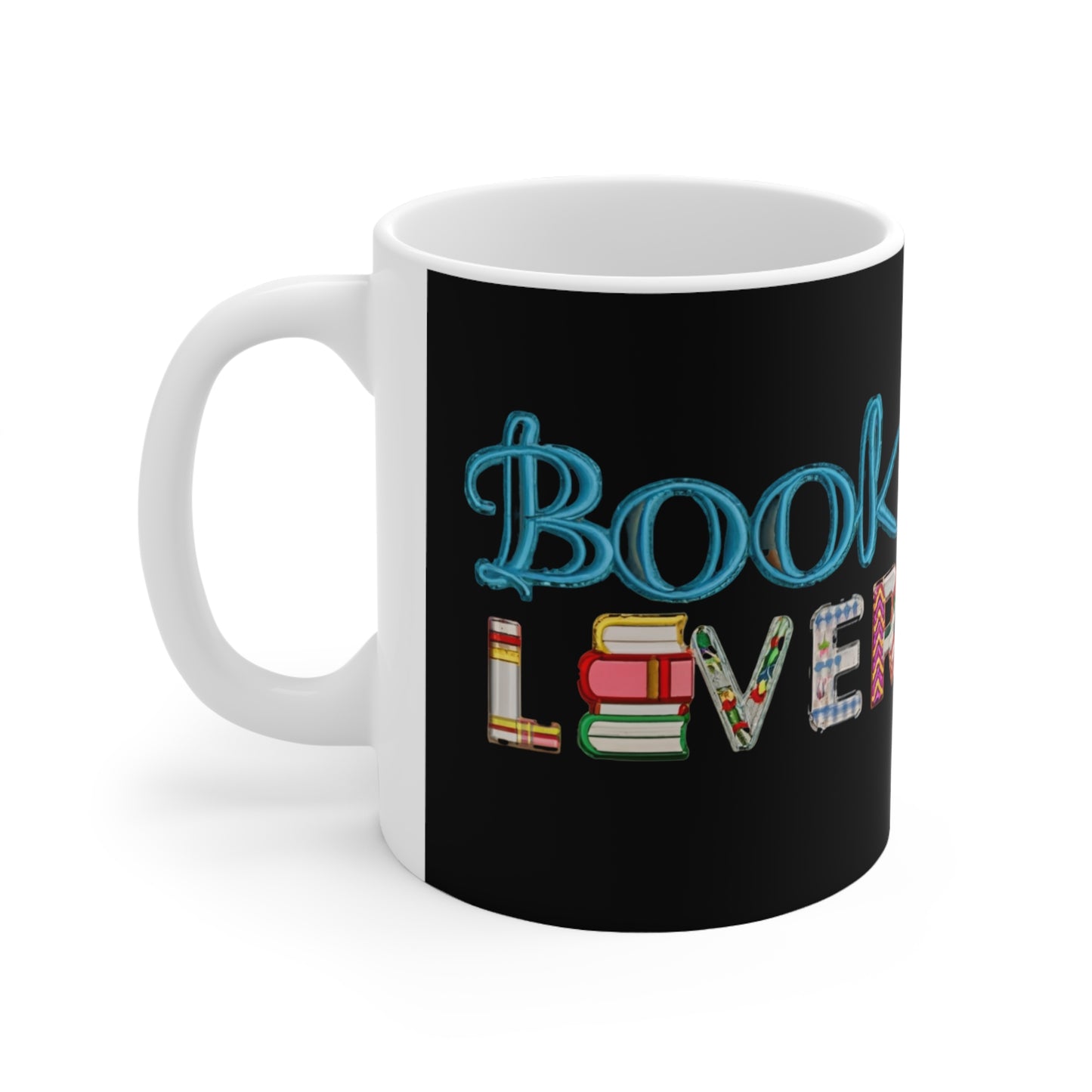 Bookworm Book Lover - Estilo de bordado artístico para fanáticos de la literatura - Taza de cerámica de 11 oz