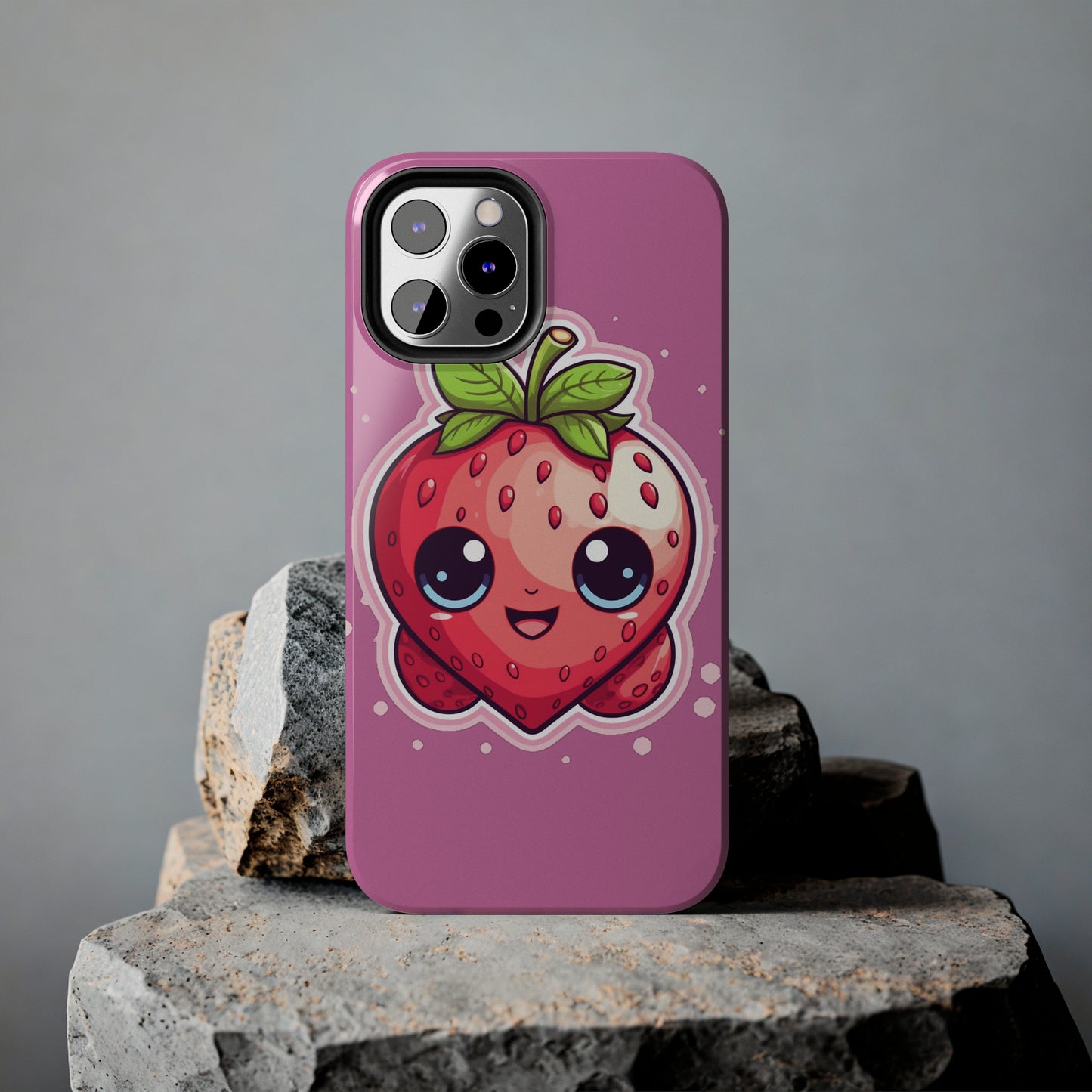 Kawaii Strawberry Adventure - Anime Classic Traditional Japanese Fruit - Otaku Artwork - Tough Phone Cases