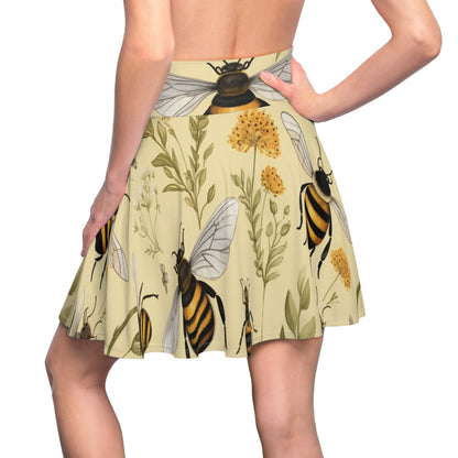 Whimsical Bees & Honeycombs Nature-Friendly Pattern Design Women's Skater Skirt (AOP)