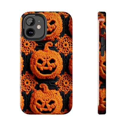 Halloween Crochet Pumpkin Scary Horror Festive Holiday Pattern - Tough Phone Cases