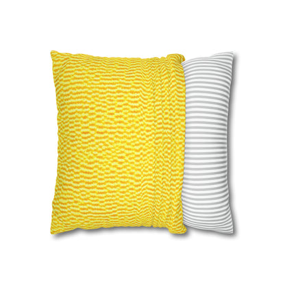 Sunshine Yellow Lemon: tela alegre e inspirada en la mezclilla - Funda de almohada cuadrada de poliéster hilado 