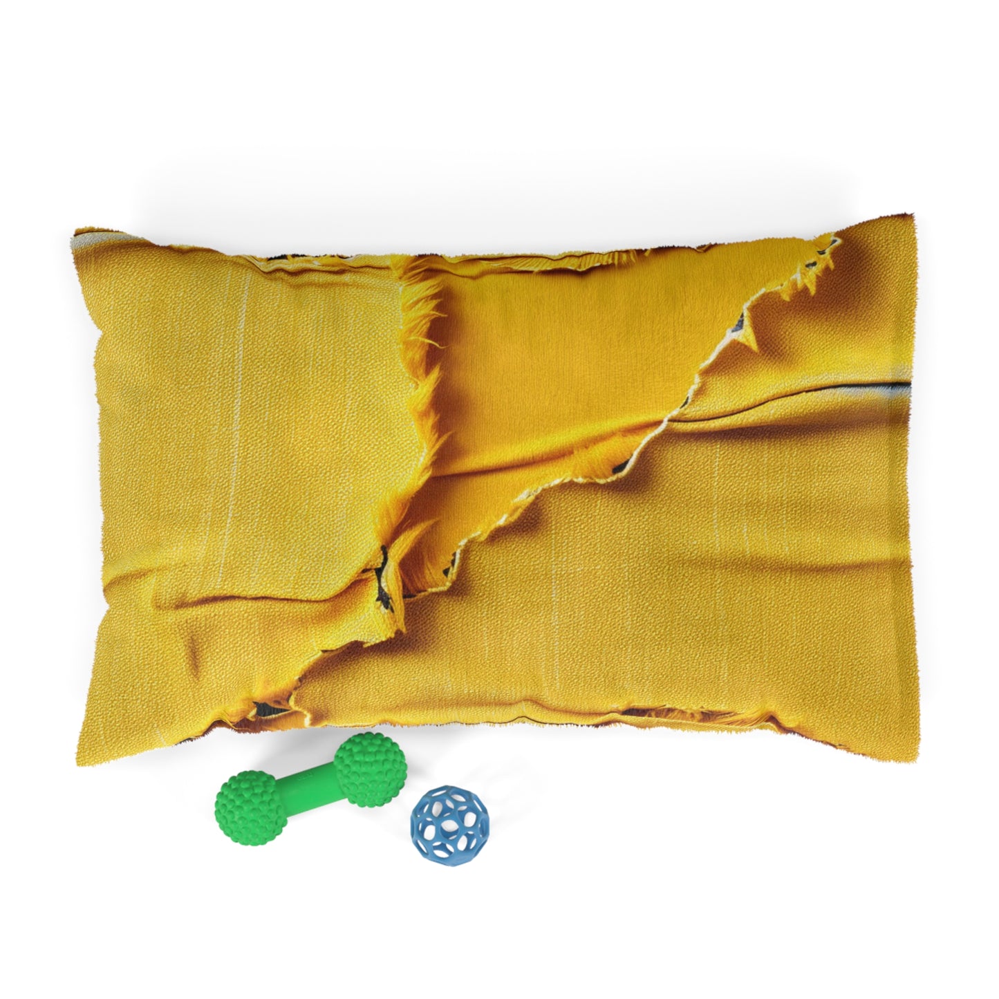 Banana Yellow Lemon: Bold Distressed, Denim-Inspired Fabric - Pet Bed