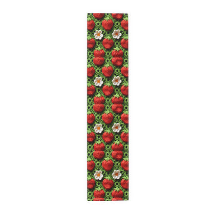 Strawberry Field Crochet - Forever Forest Greens - Fruit Berry Harvest Crop - Table Runner (Cotton, Poly)