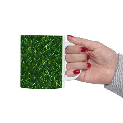 Touch Grass Indoor Style Outdoor Green Artificial Grass Turf - Ceramic Mug 11oz