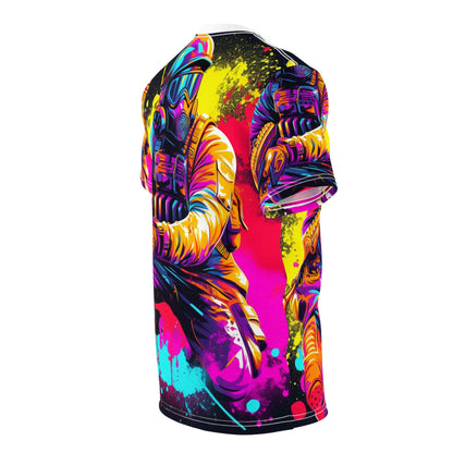 Paintball Action Sport: Player in Battle, Paint Splatter - Unisex Cut & Sew Tee (AOP)