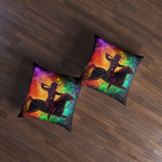 Colorful Sagittarius Zodiac Sign - Star Universe Theme - Floor Pillow, Square