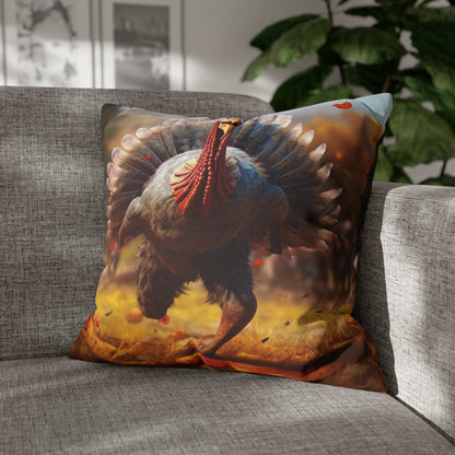 Thanksgiving Trot Turkey Run Athlete Sprint Racer Holiday Feast Dinner - Spun Polyester Square Pillow Case