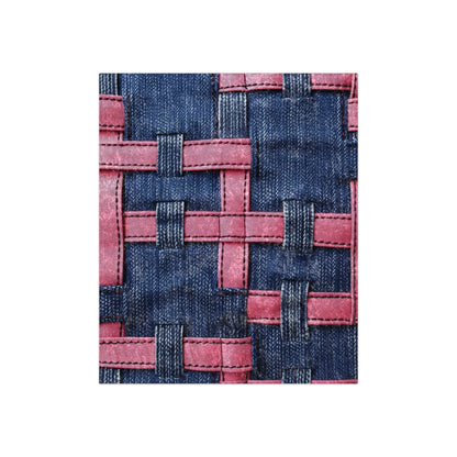 Candy-Striped Crossover: Pink Denim Ribbons Dancing on Blue Stage - Crushed Velvet Blanket