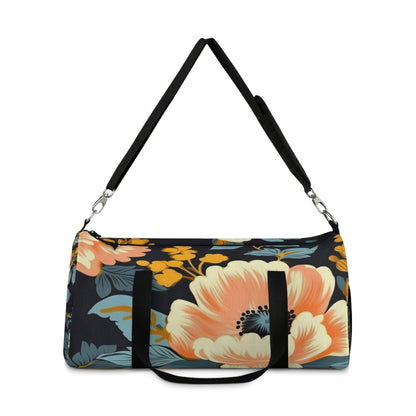 Vintage 50s 60s Inspired High-Waisted Floral Pattern Duffel Bag