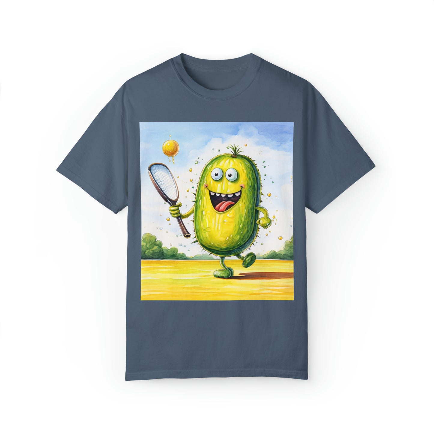 Pickleball Sport: Athletic Pickle Playing Game with Net and Paddle - Unisex Garment-Dyed T-shirt