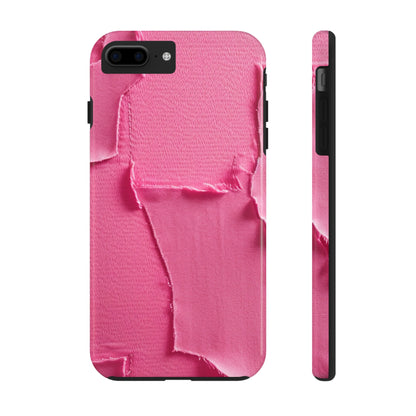 Distressed Neon Pink: Edgy, Ripped Denim-Inspired Doll Fabric - Tough Phone Cases