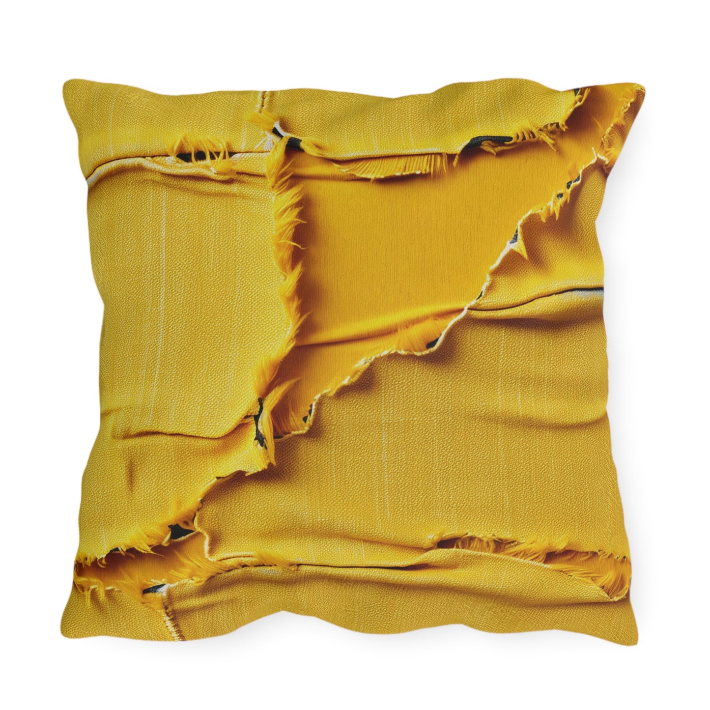 Banana Yellow Lemon: Bold Distressed, Denim-Inspired Fabric - Outdoor Pillows