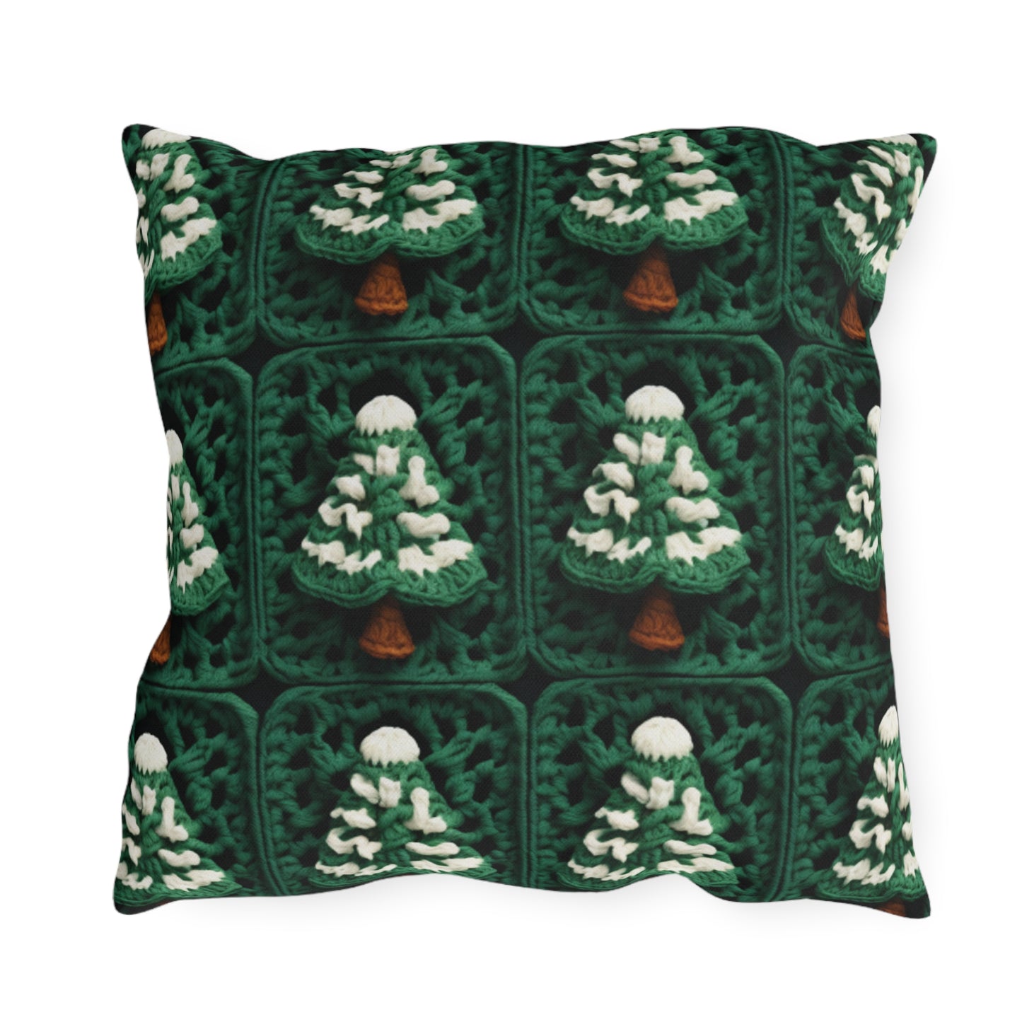 Evergreen Christmas Trees Crochet, Festive Pine Tree Holiday Craft, Yuletide Forest, Winter - Outdoor Pillows