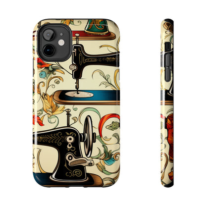 Classic Sewing Machines and Vibrant Thread Spools Pattern, Tailoring and Quilting - Tough Phone Cases